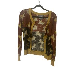 Knitted dove horse motif wool blend cardigan